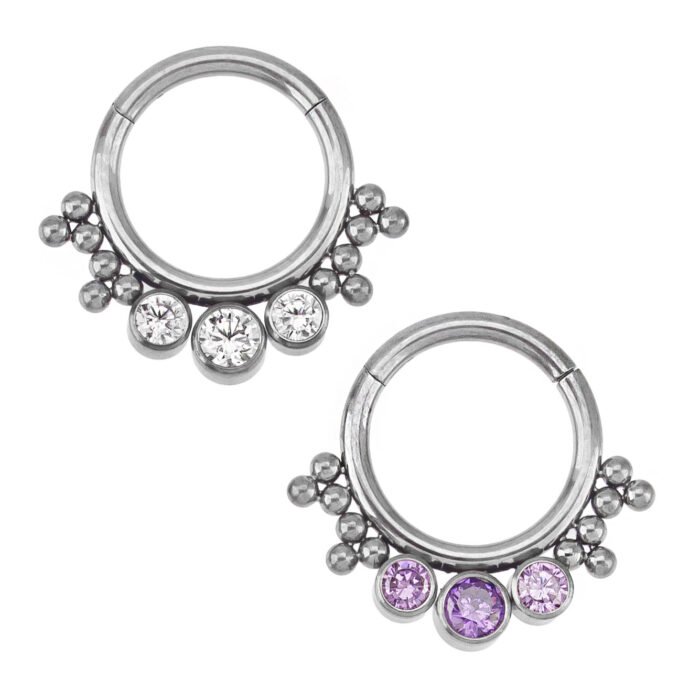 ARGOLA CLICKER 3 ZIRCONIA 12 BEADED TIT (ACX2)