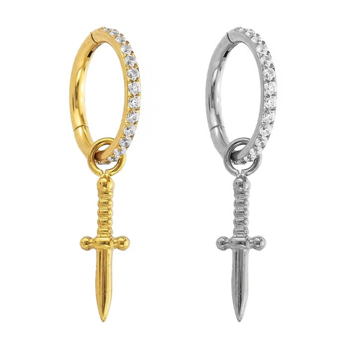 ARGOLA CZ PINGENTE ADAGA TIT