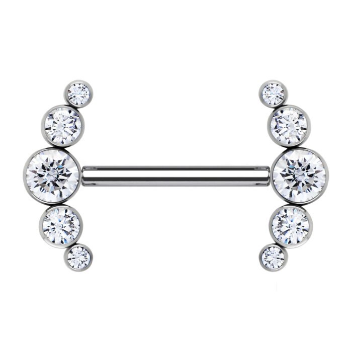 BARBELL MAMILO PIN PUSH CLUSTER 5 ZIRC TIT