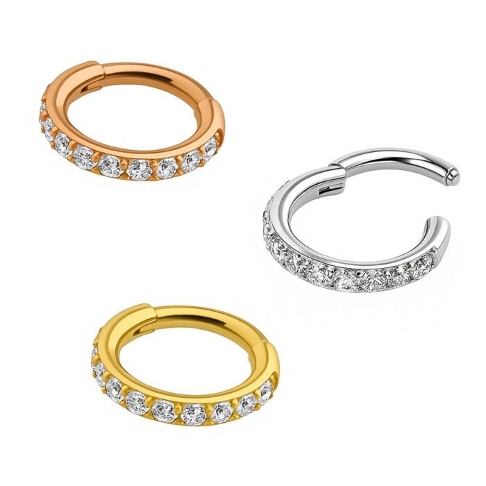 ARGOLA CLICKER BIG CRA ZIRC LATERAL AÇO HASTE 1.2 PEDRAS 1.6