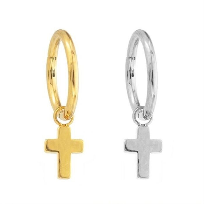 ARGOLA PINGENTE MINI CRUZ TIT