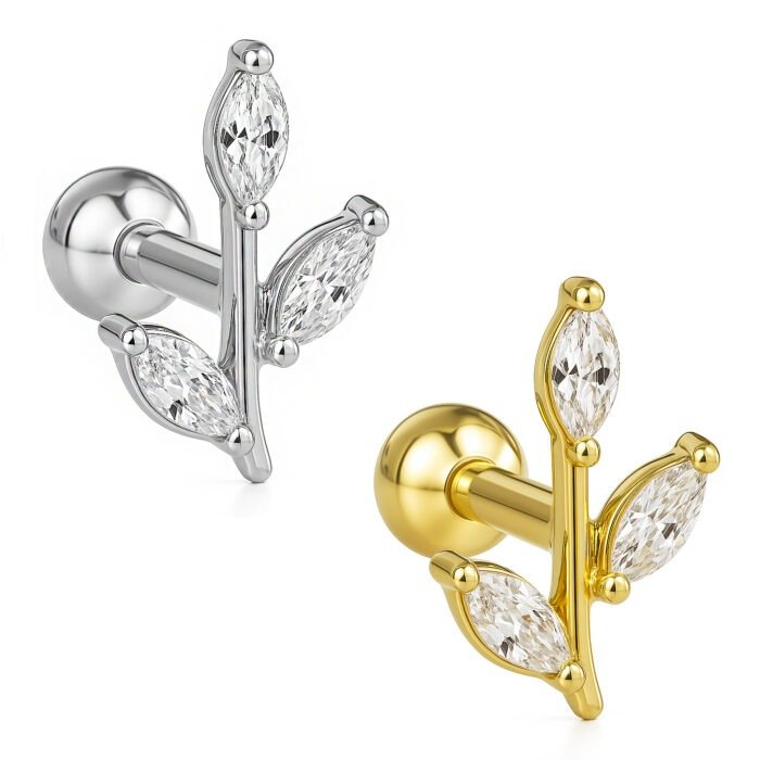 MICRO RETO RAMO MINI ZIRCONIA OURO 18K